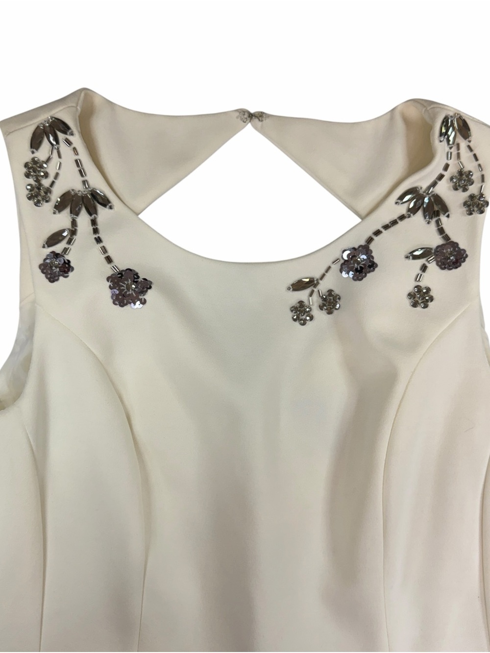 H&M Cream Sleeveless Sheath Dress with Beaded Neckline - Picture 3 of 5